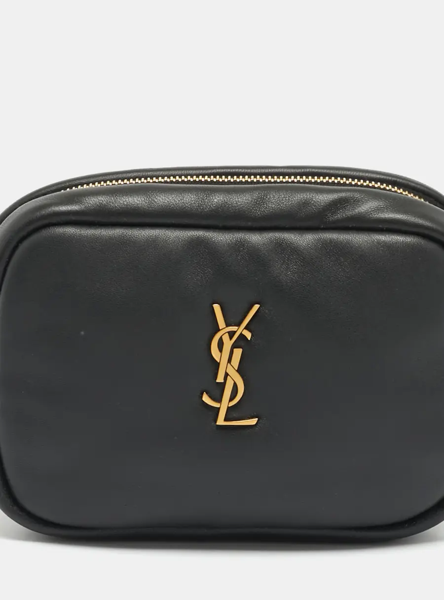Saint Laurent Pillow Trousse Black Padded Leather Cosmetic Pouch