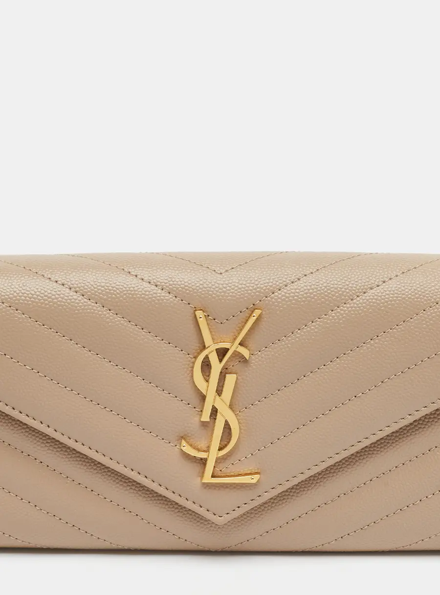 Saint Laurent Cassandre Beige Matelasse Leather Continental Wallet