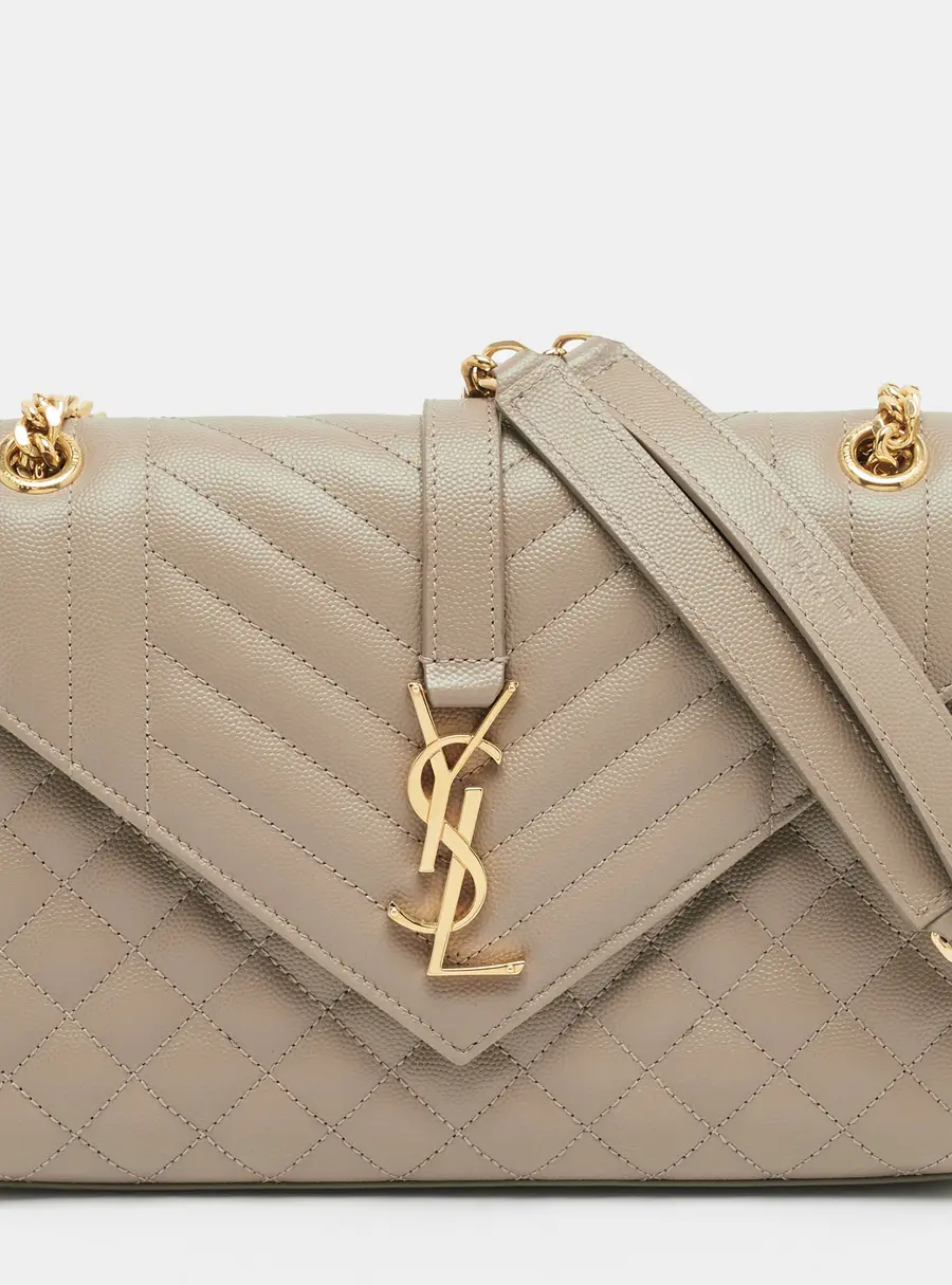 Saint Laurent Envelope Medium Beige Mix Matelassé Leather Bag