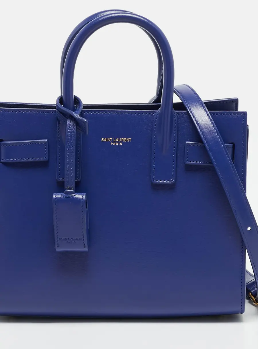 Saint Laurent Classic Sac De Jour Nano Blue Leather Tote