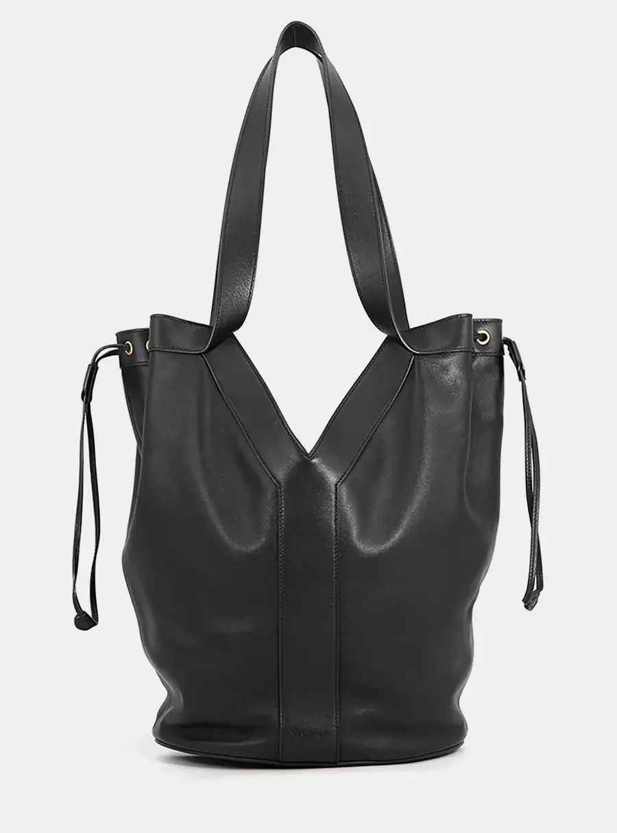 Saint Laurent Yhobo Large Black Calfskin Leather Shoulder Bag