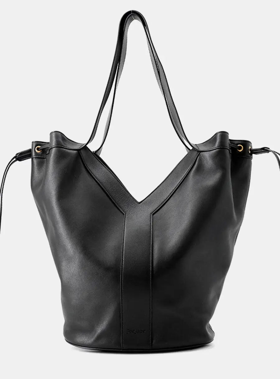 Saint Laurent Y Hobo Large Black Leather Shoulder Bag