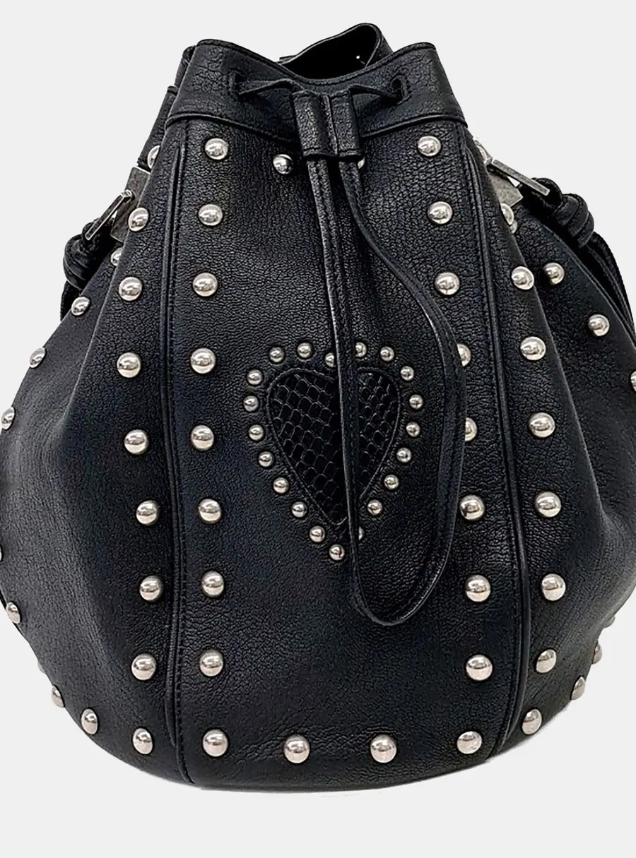 Saint Laurent Paris Black Leather Bucket Bag (604410)