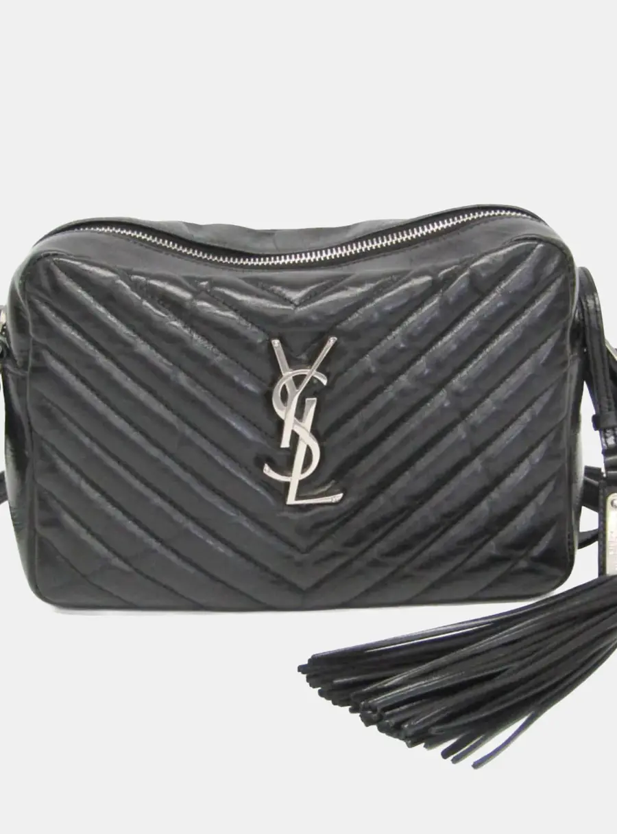 Saint Laurent Lou Medium Black Quilted Calfskin Leather Shoulder Bag