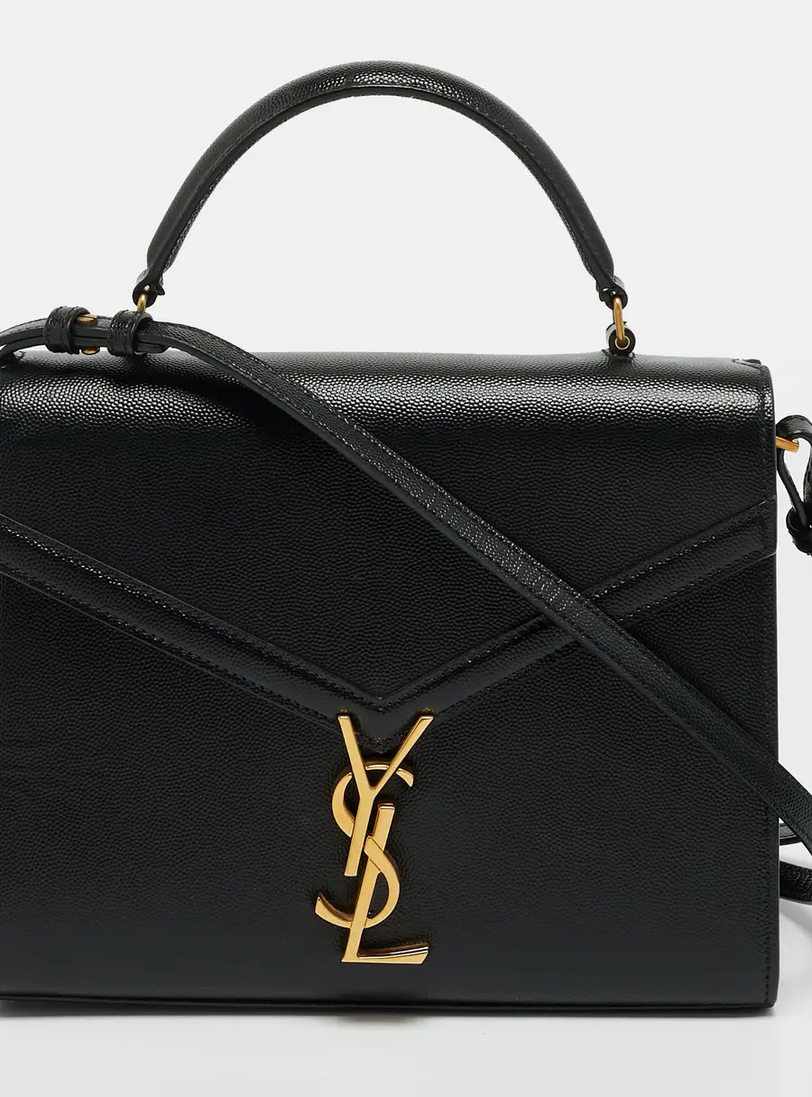Saint Laurent Cassandra Medium Black Leather Top Handle Bag