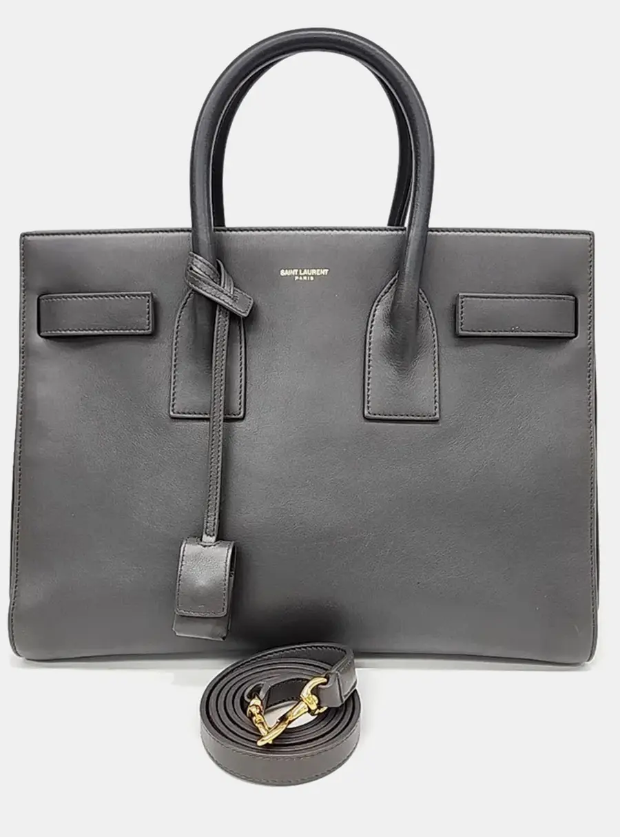 Saint Laurent Sac de Jour Small Grey Grained Leather Top Handle Bag