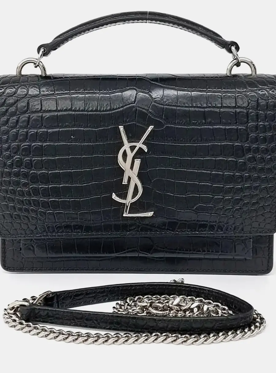Saint Laurent Paris Black Leather Sunset Bag Small