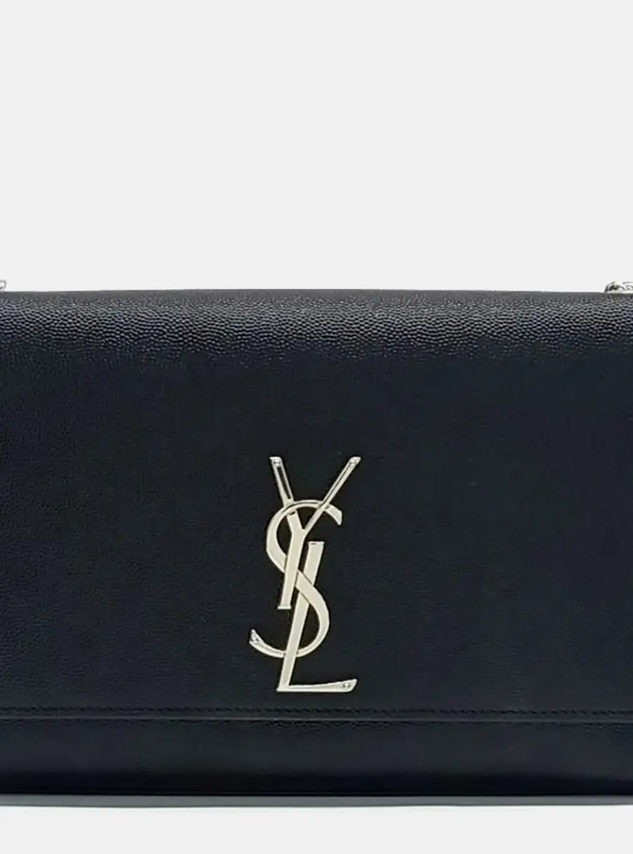 Saint Laurent Paris Black Leather Monogram Chain Shoulder Bag