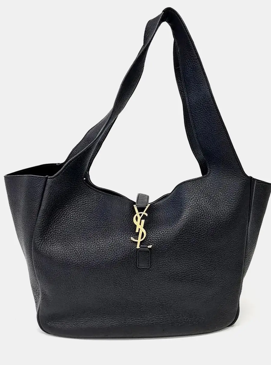 Saint Laurent Bea Black Grained Leather Hobo Bag