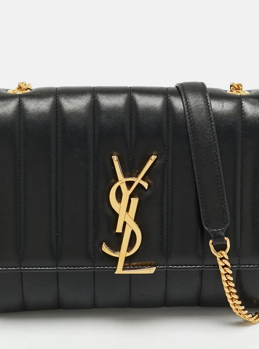 Saint Laurent Vicky Medium Black Leather Crossbody Bag