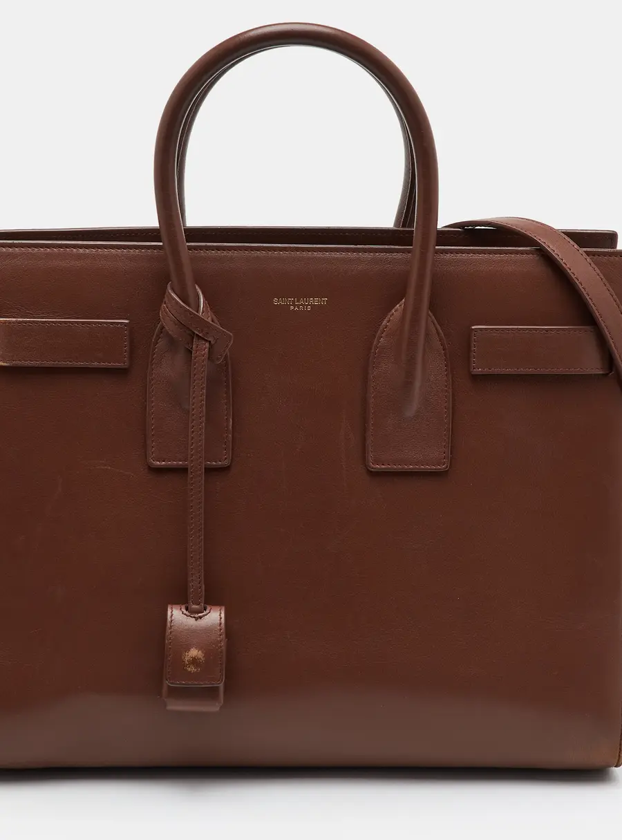 Saint Laurent Sac De Jour Small Brown Leather Tote