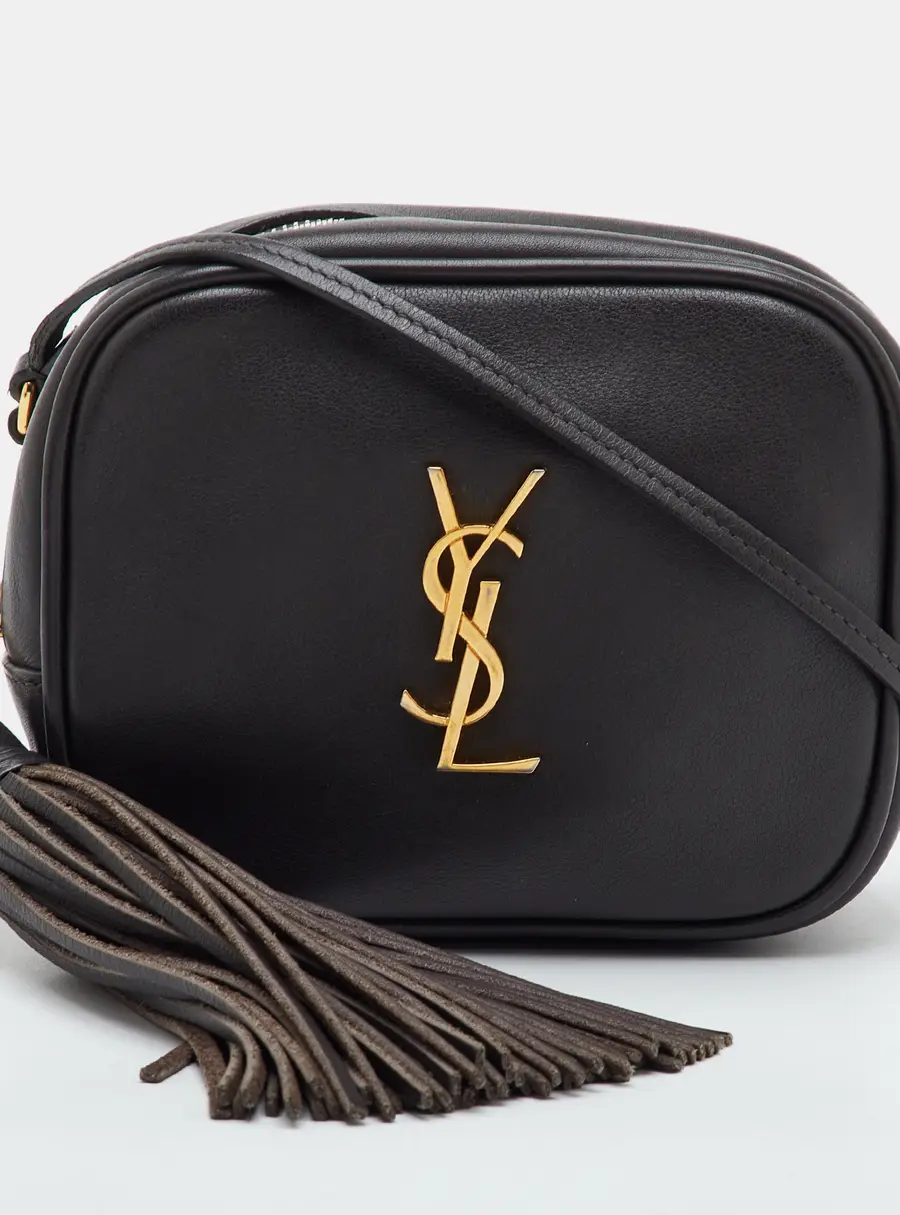 Saint Laurent Monogram Baby Lou Dark Grey Leather Camera Crossbody Bag