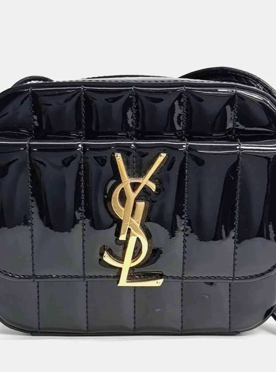 Saint Laurent Paris Black Patent Leather Vicky Toy Camera Crossbody Bag