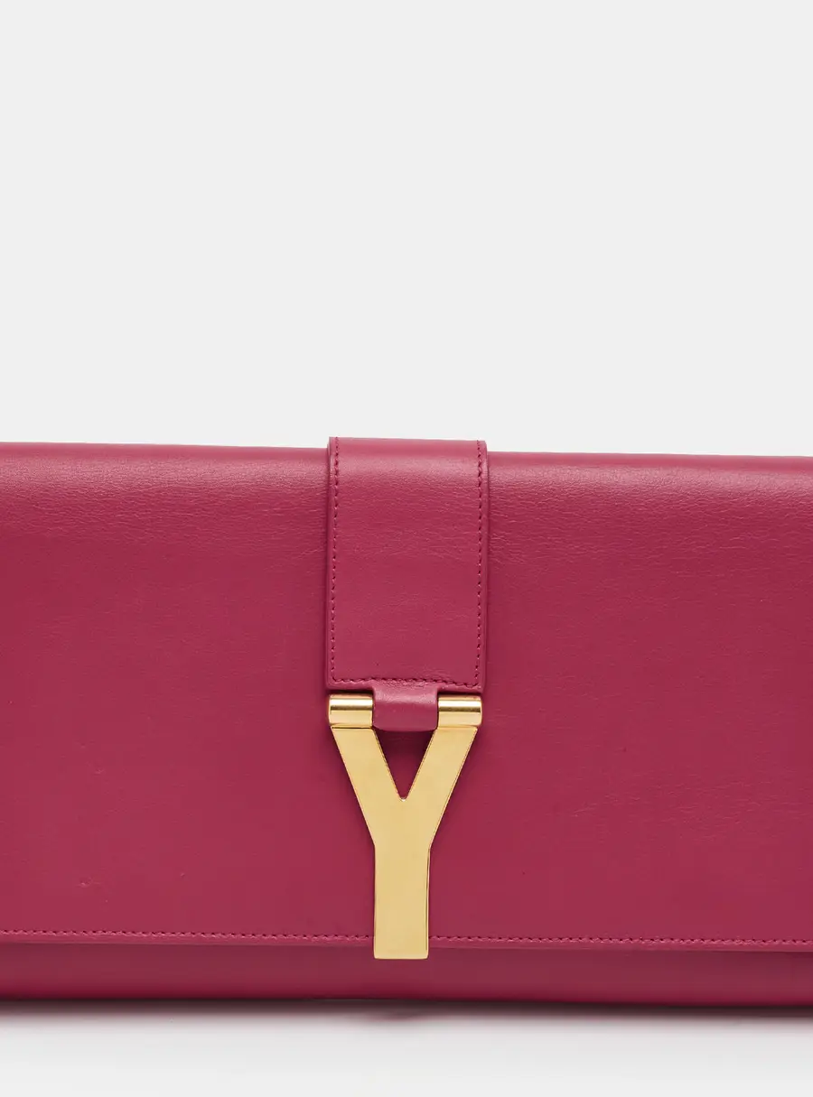 Saint Laurent Ligne Y Fuchsia Leather Clutch