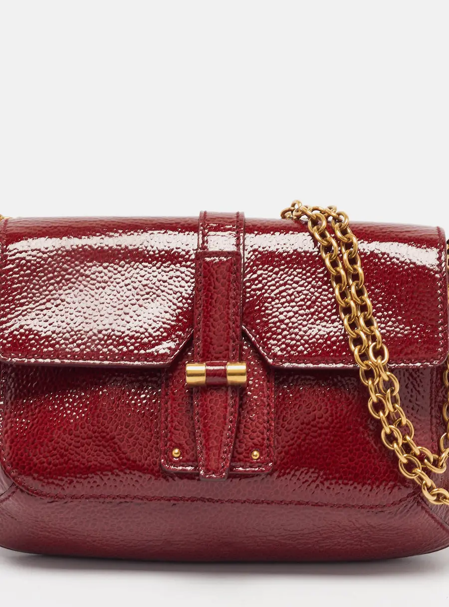 Saint Laurent Emma Chain Red Patent Leather Shoulder Bag