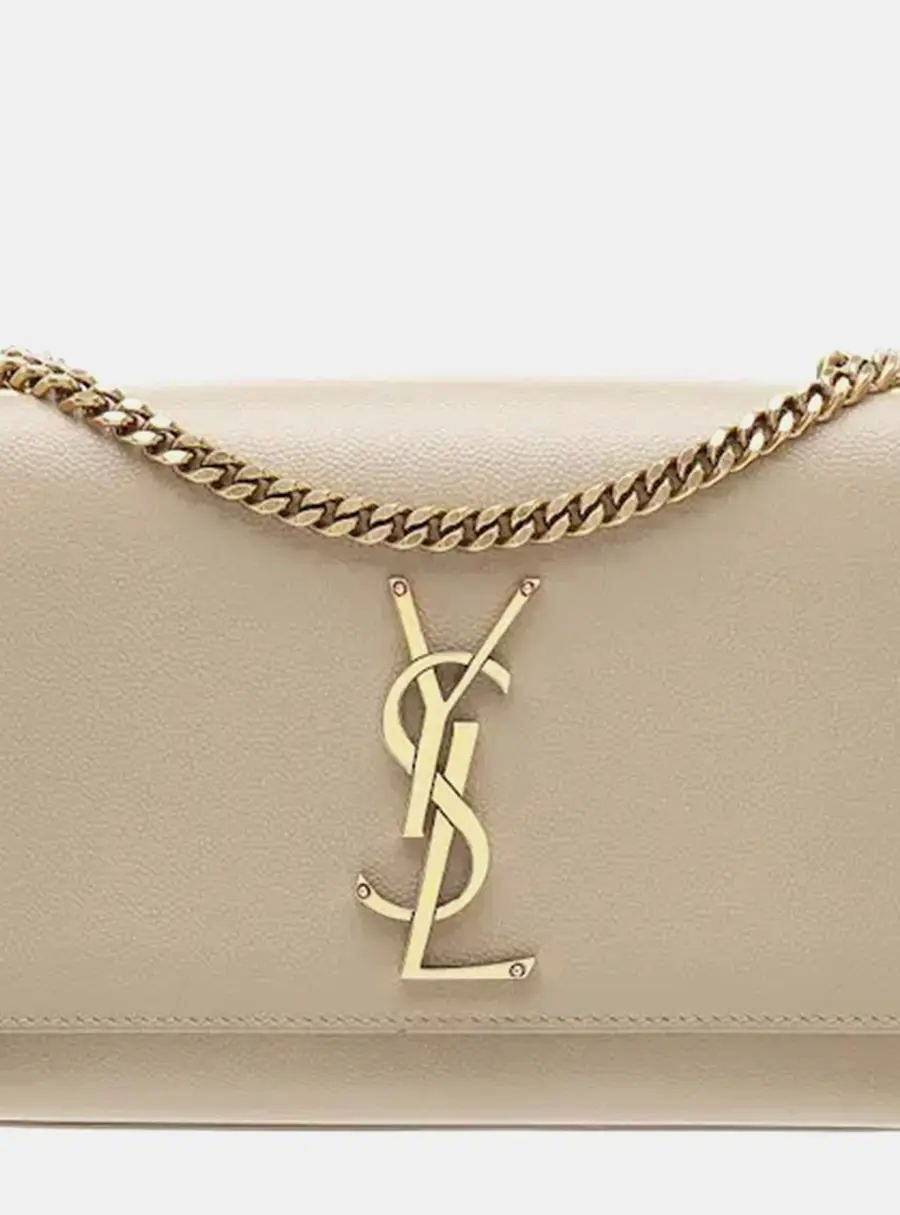 Saint Laurent Kate Small Beige Grain De Poudre Leather Crossbody Bag