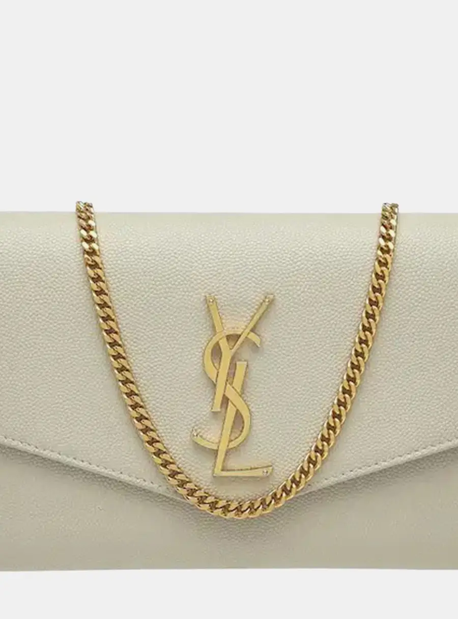 Saint Laurent Uptown Crema Soft Grain de Poudre Leather Crossbody Bag