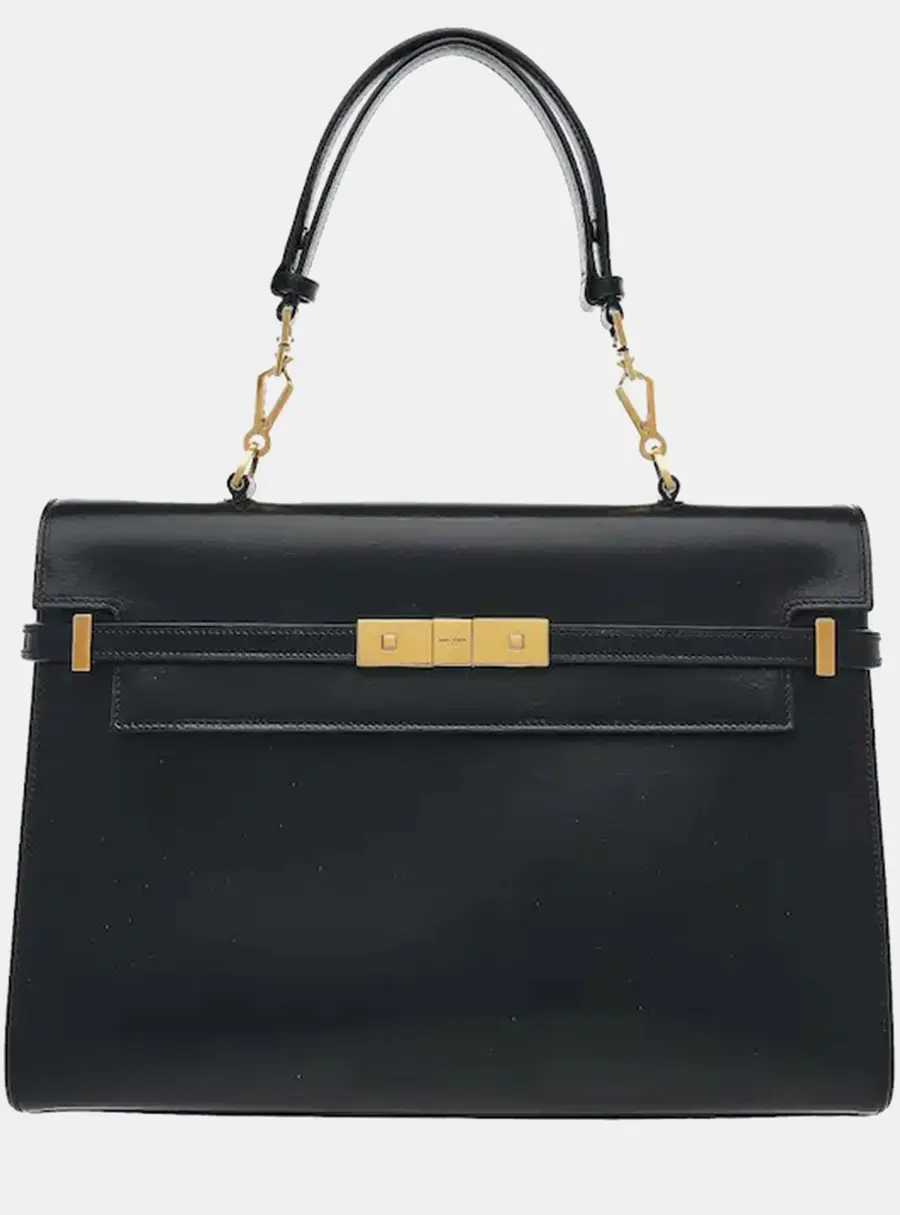 Saint Laurent Manhattan Medium Black Smooth Calfskin Leather Top Handle Bag