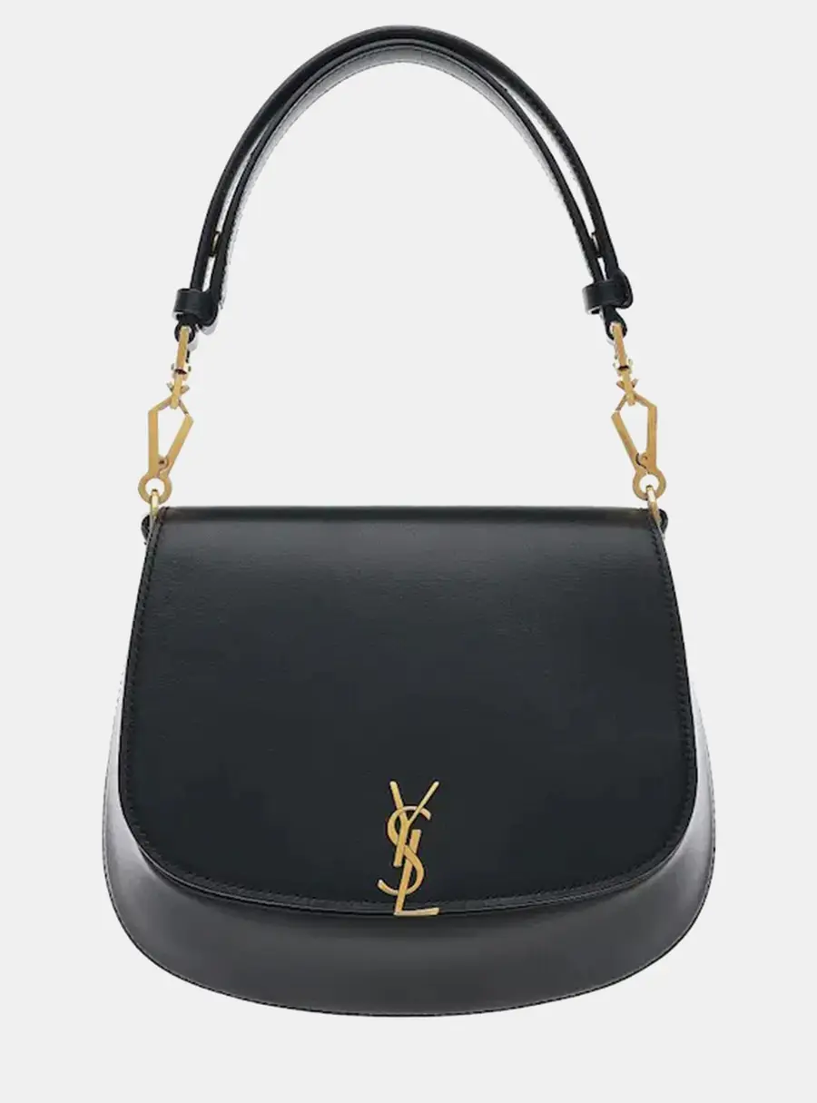 Saint Laurent Voltaire Mini Black Box Leather Gold Hardware Top Handle Bag