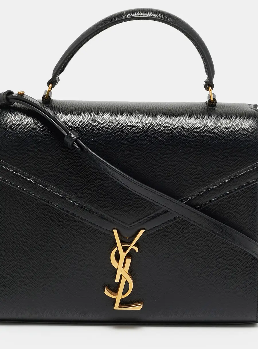 Saint Laurent Cassandra Black Leather Top Handle Bag