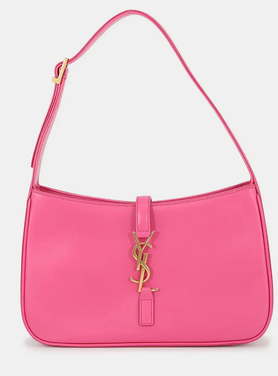Saint Laurent Le 5 A 7 Hobo Pink Calfskin Leather Shoulder Bag