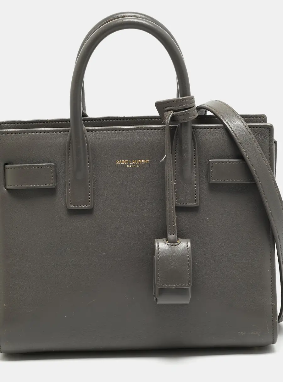 Saint Laurent Classic Sac De Jour Baby Grey Leather Tote