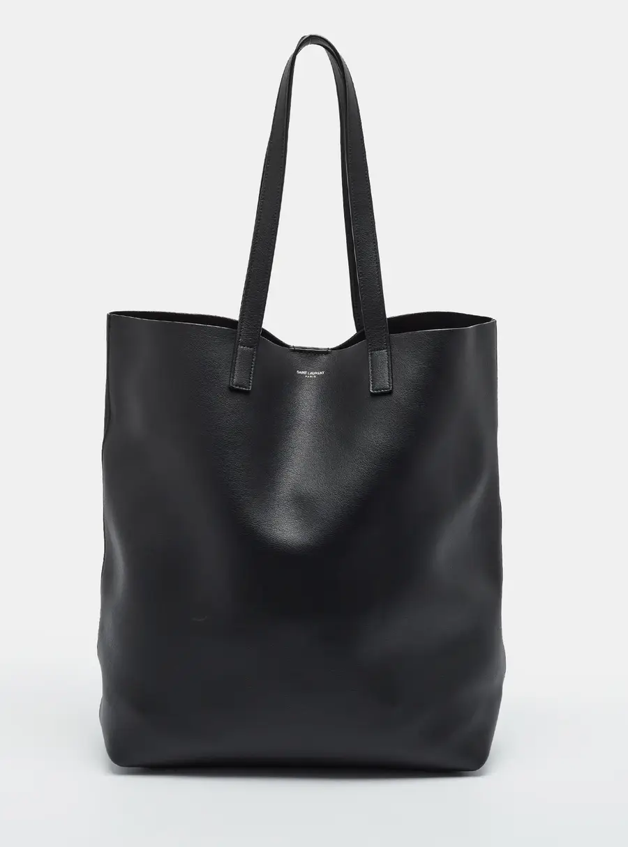 Saint Laurent Bold Black Leather Tote