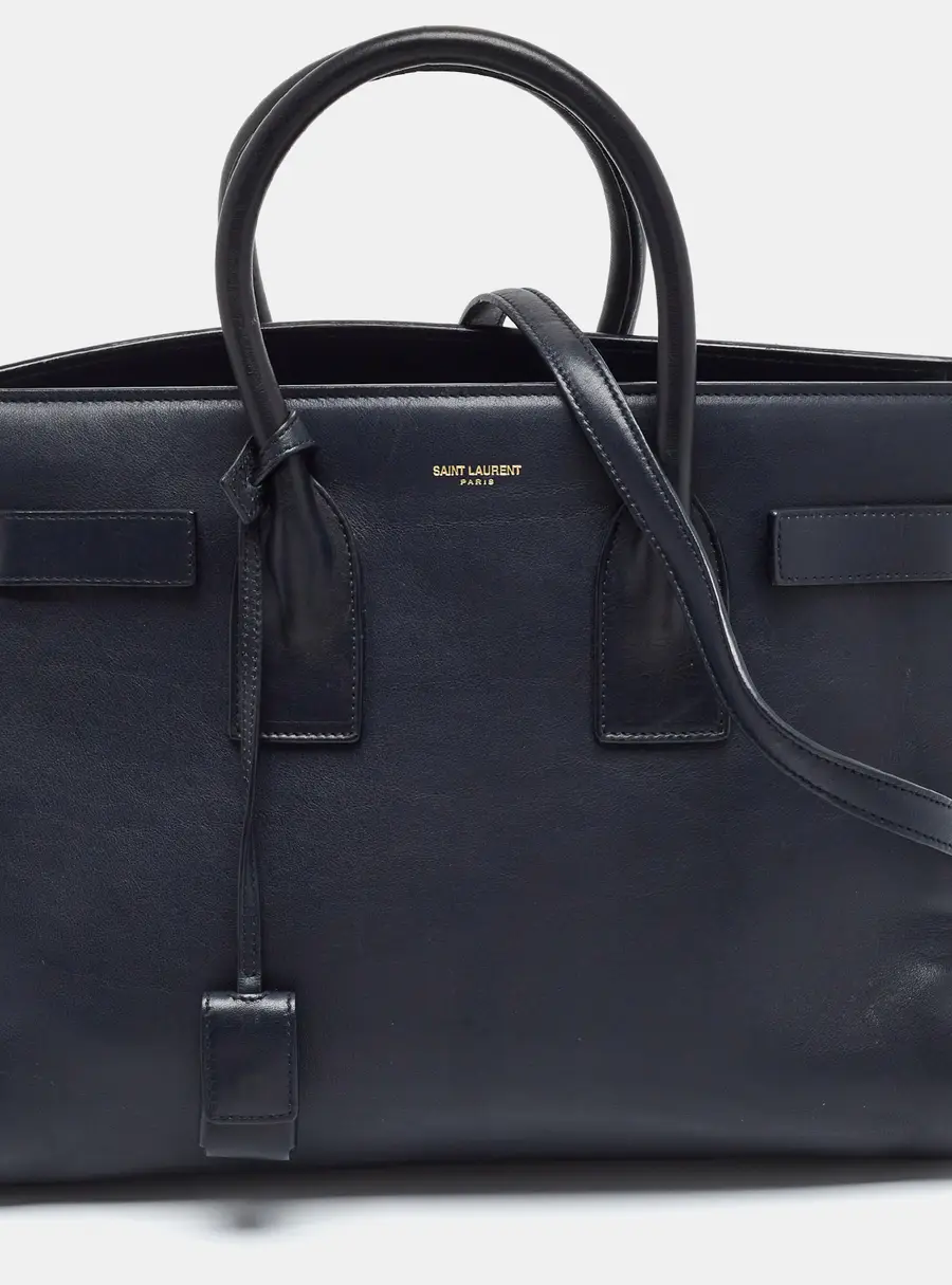 Saint Laurent Classic Sac De Jour Mini Midnight Blue Leather Tote