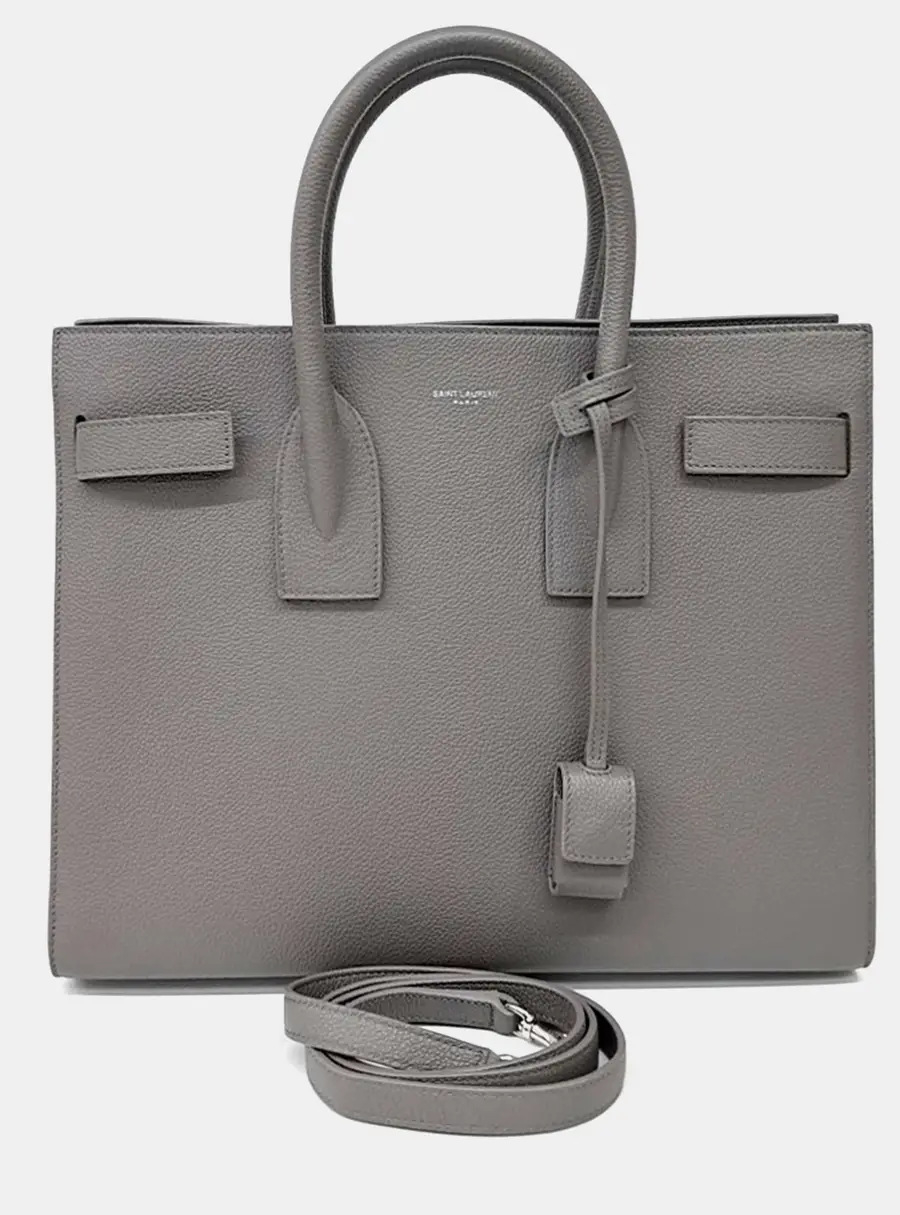 Saint Laurent Sac de Jour Small Grey Grained Leather Top Handle Bag
