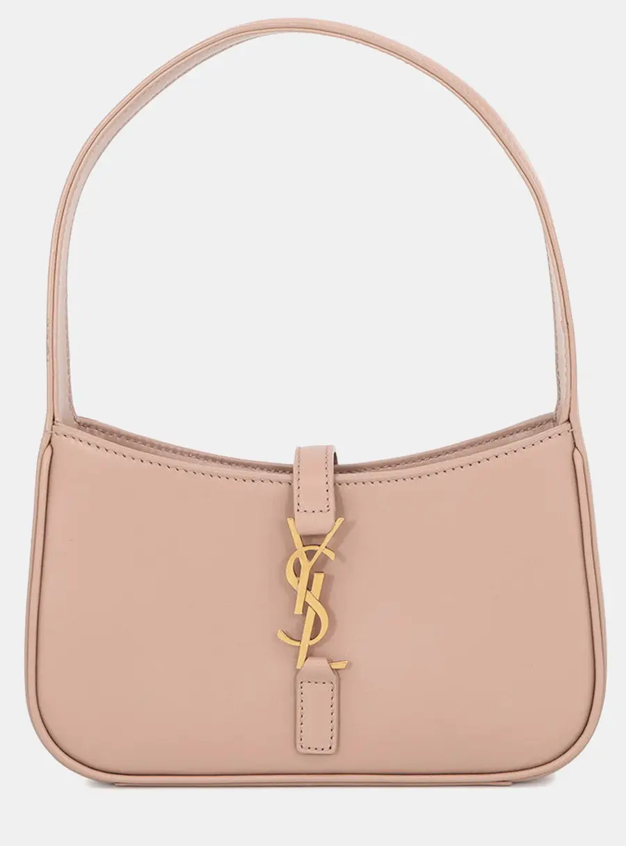 Saint Laurent Le 5 A 7 Jasmin Flower Calfskin Leather Hobo Bag