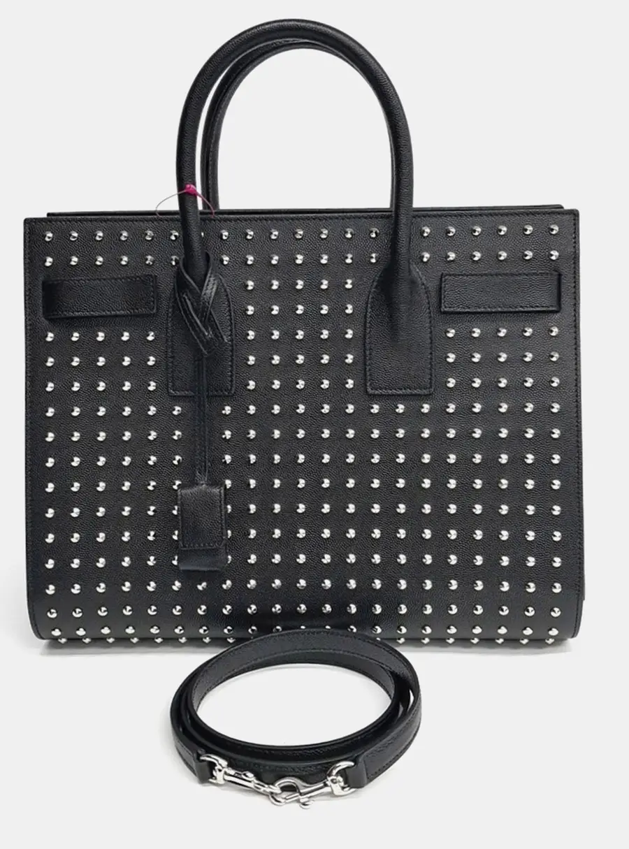 Saint Laurent Studded Sac de Jour Black Leather Mini (355154)