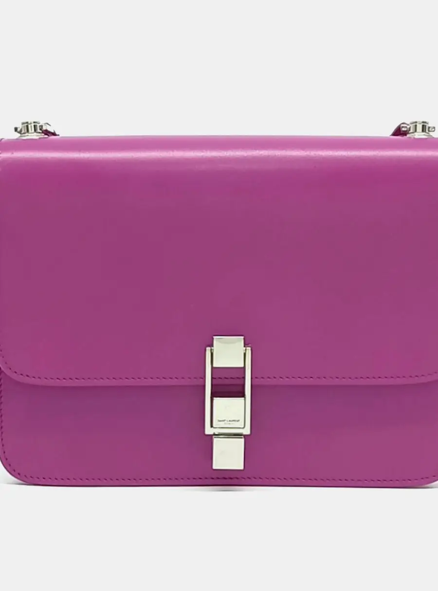 Saint Laurent Paris Purple Leather Carré Satchel Bag
