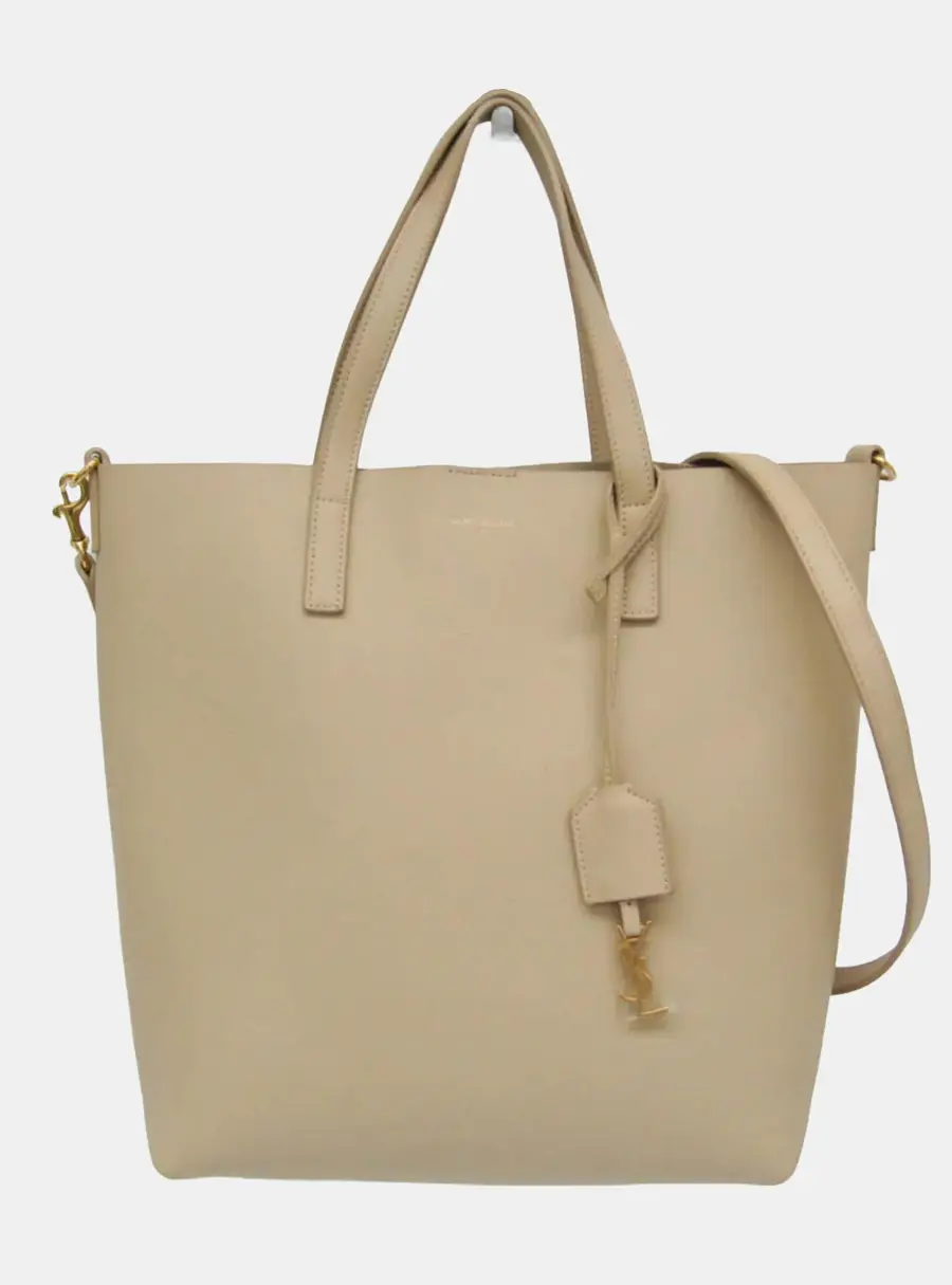 Saint Laurent Toy Shopping Light Beige Calfskin Leather Tote Bag