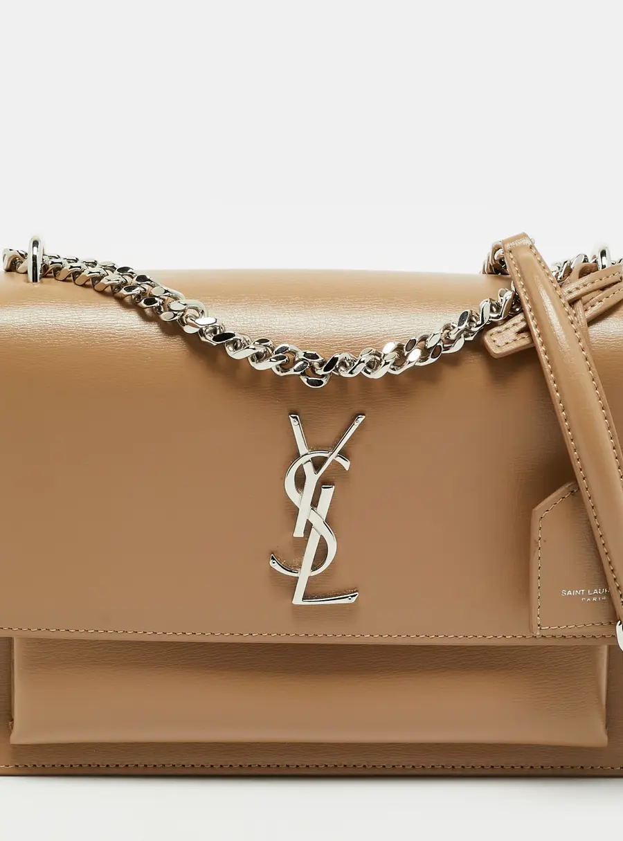 Saint Laurent Sunset Medium Beige Leather Shoulder Bag