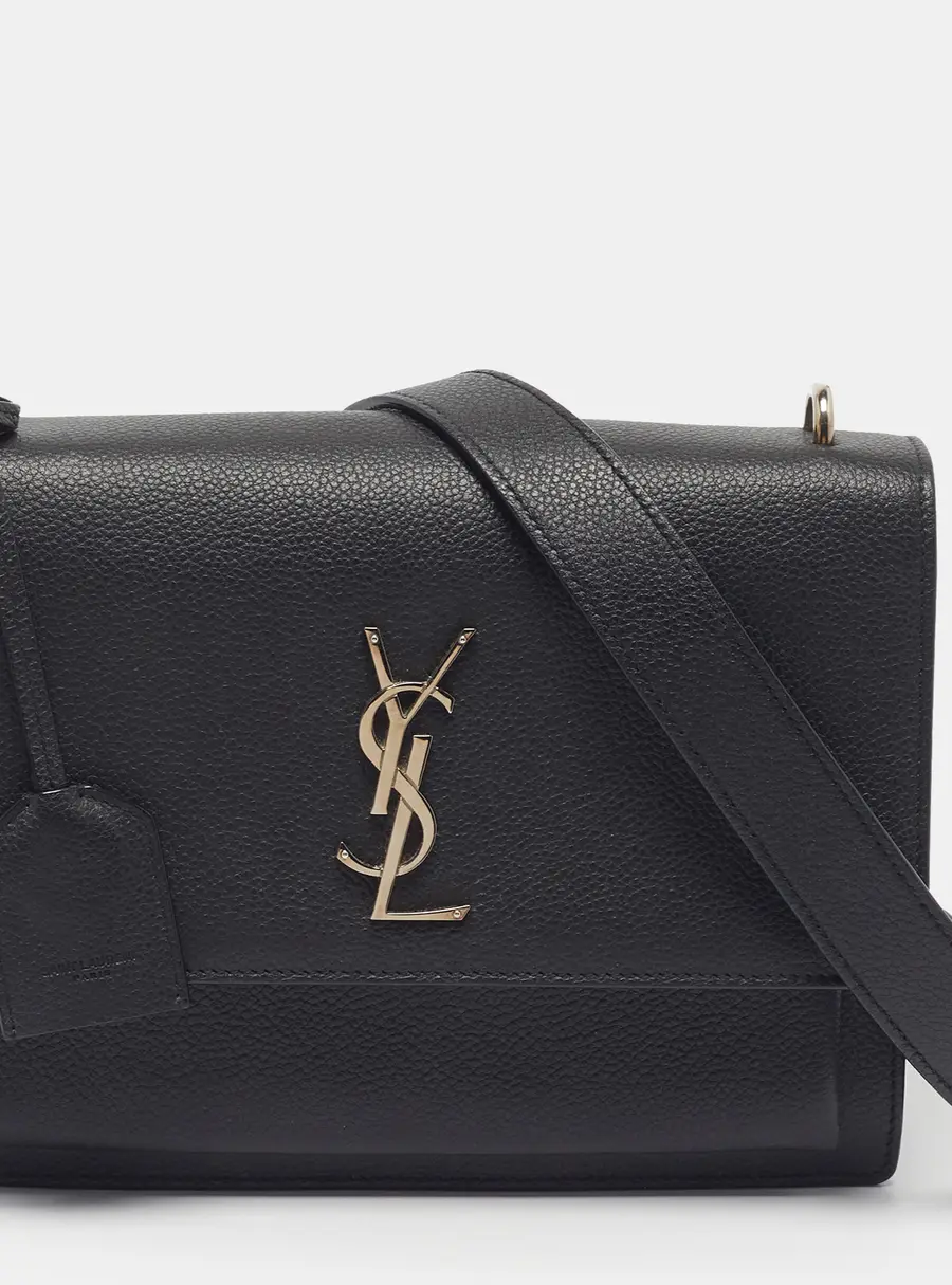 Saint Laurent Sunset Medium Black Leather Shoulder Bag