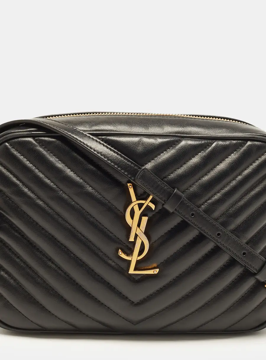 Saint Laurent Lou Black Matelass&eacute; Leather Camera Bag