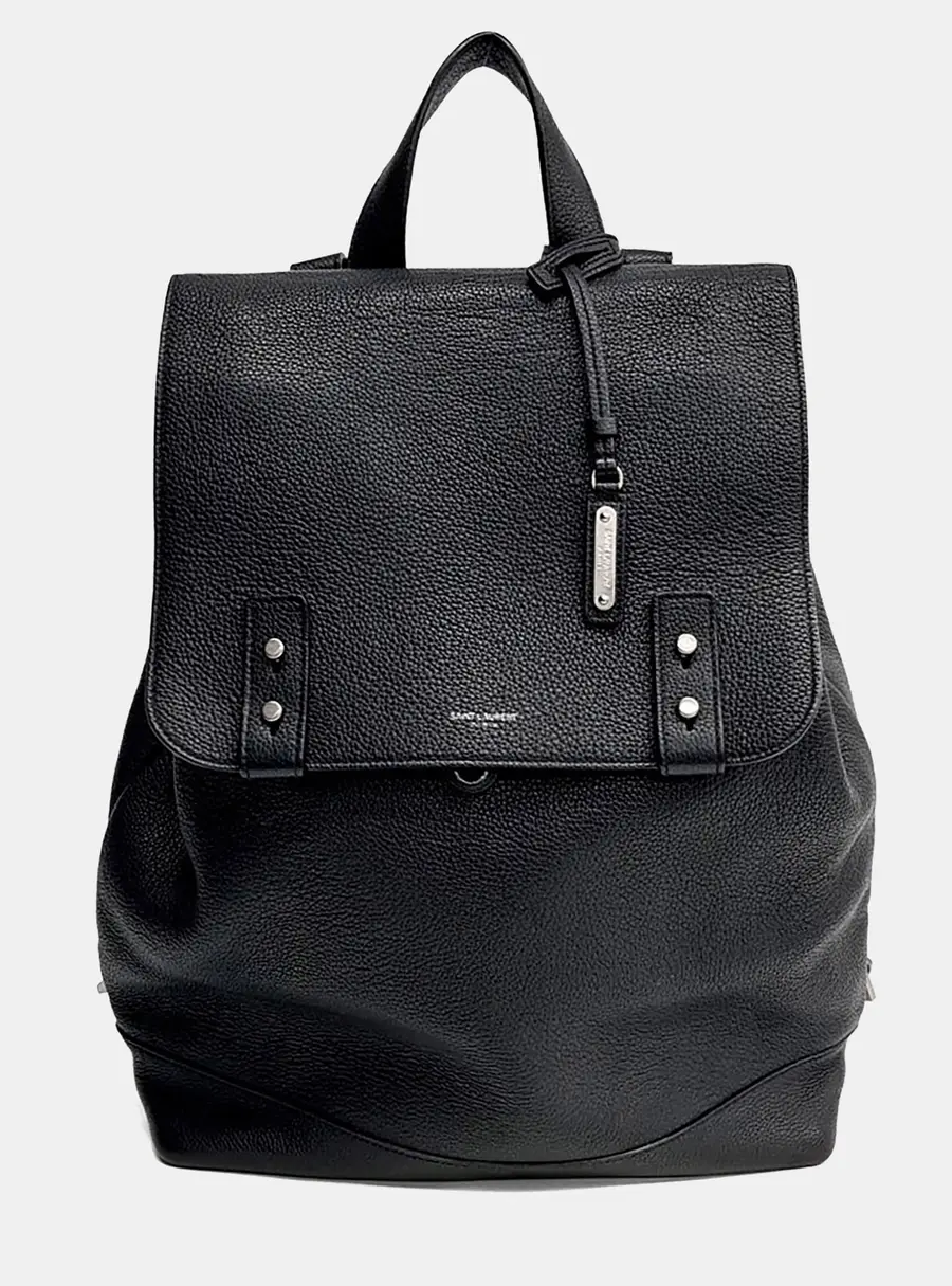 Saint Laurent Paris Black Leather Sac de Jour Supple Backpack (480585)