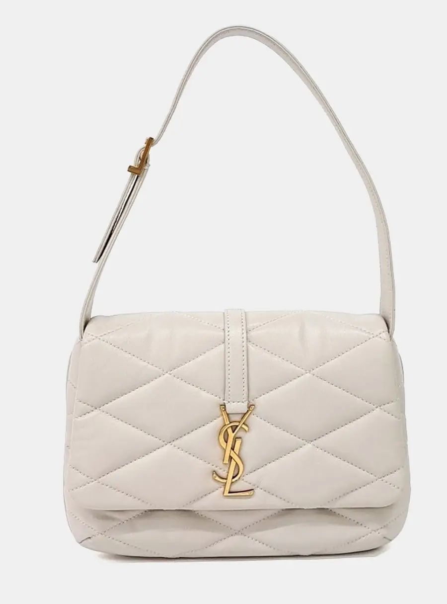 Saint Laurent Paris Cream Leather Le 57 Shoulder Bag (698567)