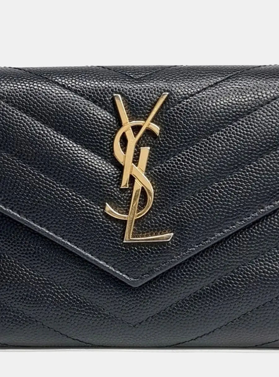 Saint Laurent Paris Black Leather Monogram Wallet (403943)