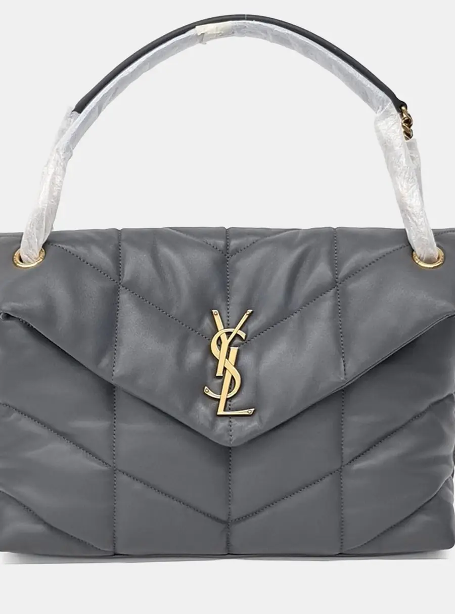 Saint Laurent Lulu Puffer Grey Leather Medium Bag
