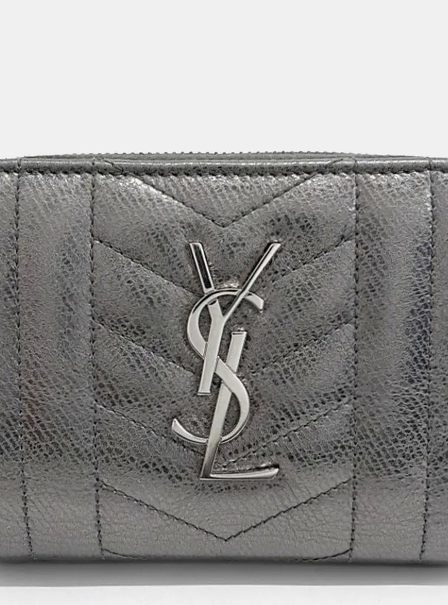 Saint Laurent Paris Silver Leather Wallet