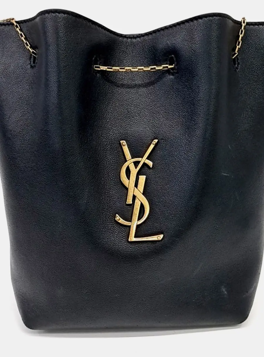 Saint Laurent Paris Fauchon Black Leather Shoulder Bag