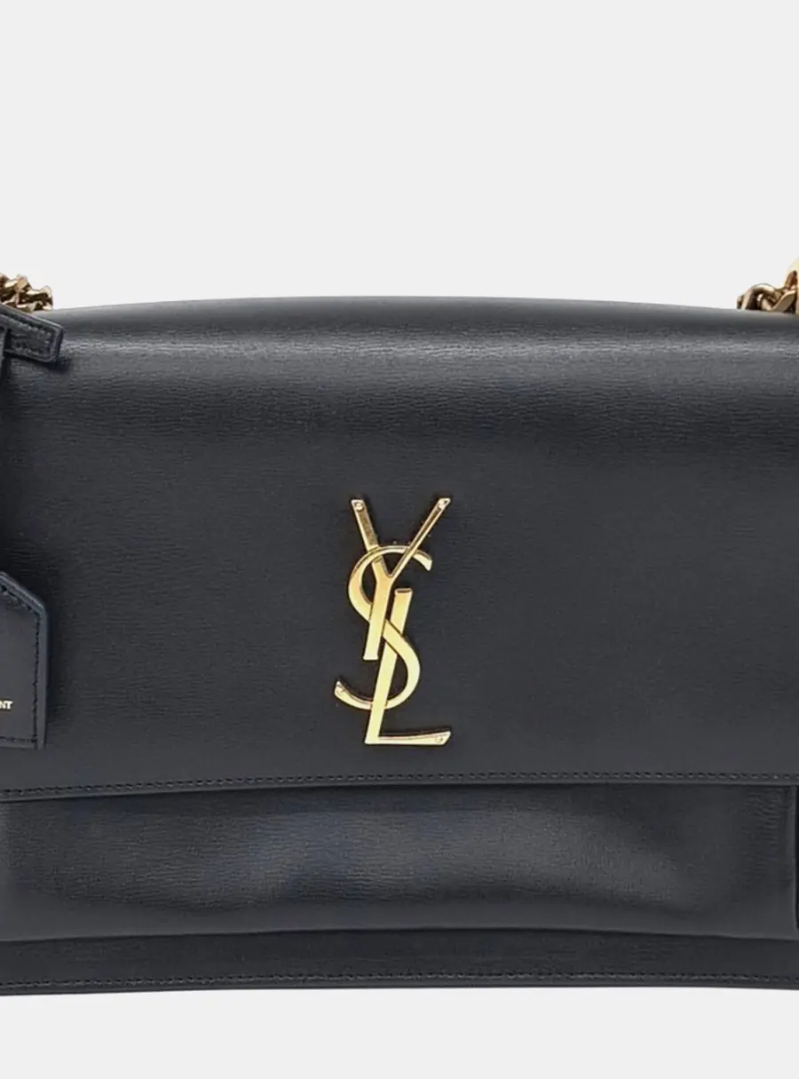 Saint Laurent Paris Black Leather Sunset Bag Large