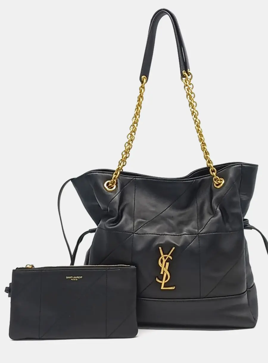 Saint Laurent Jamie Small Black Leather Shopper Bag