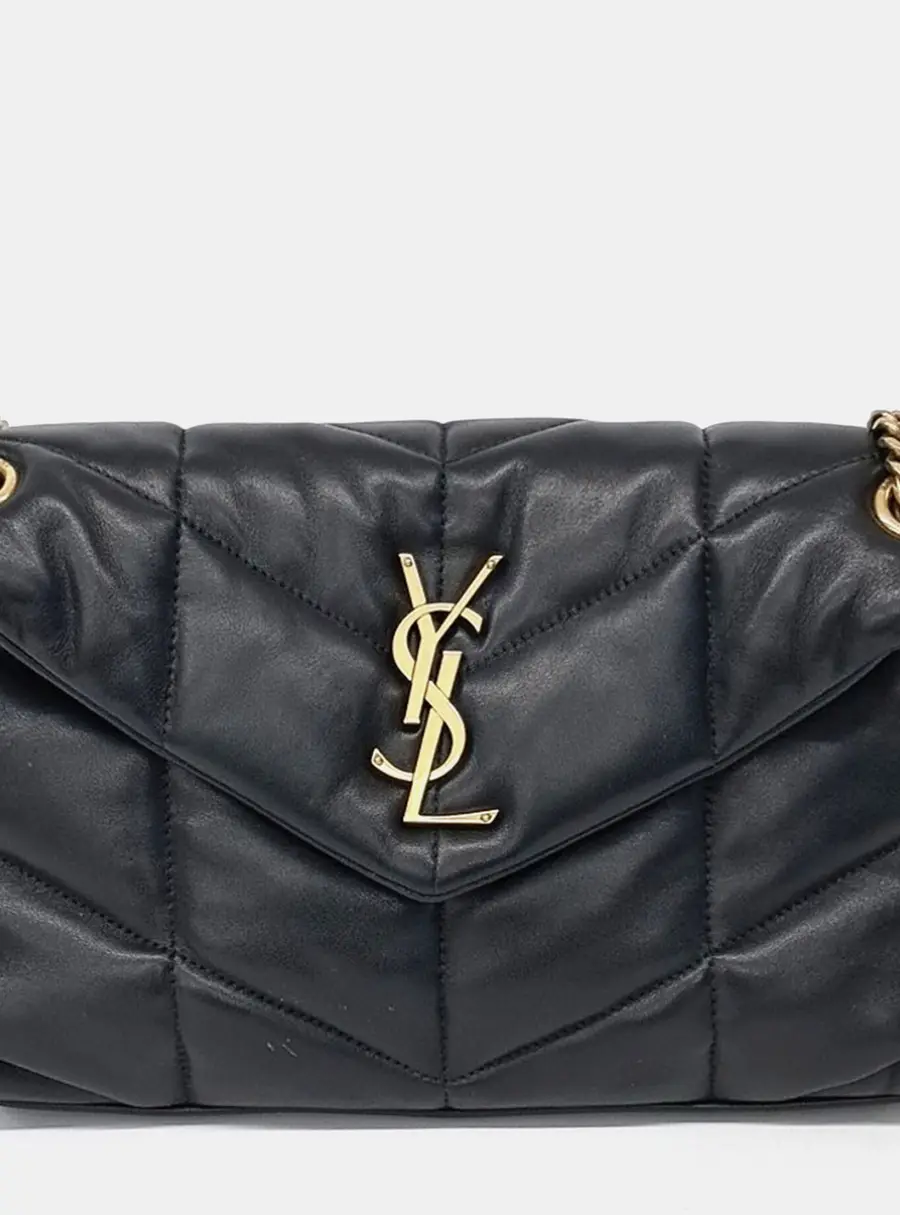 Saint Laurent Paris Black Leather Lulu Puffer Bag Small