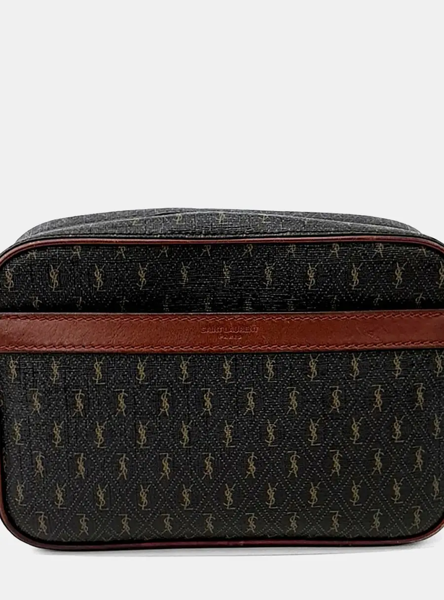 Saint Laurent Le Monogram Brown/Red Canvas Camera Crossbody Bag