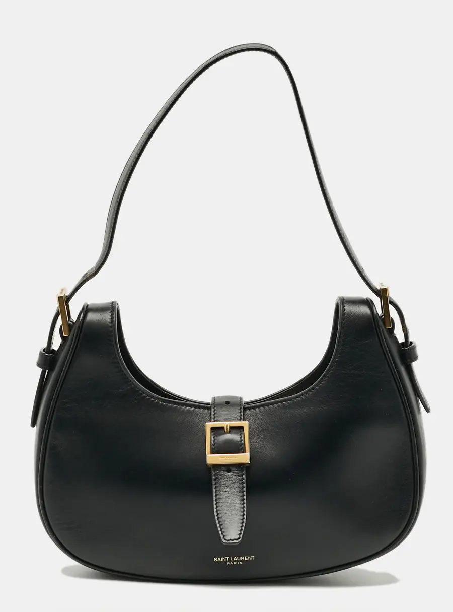 Saint Laurent Le Fermoir Black Leather Hobo
