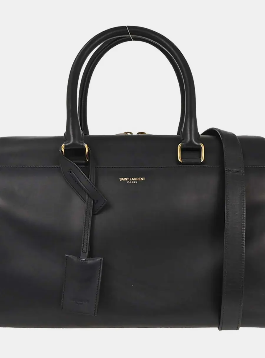 Saint Laurent Duffle Medium Navy Blue Calfskin Leather Top Handle Bag