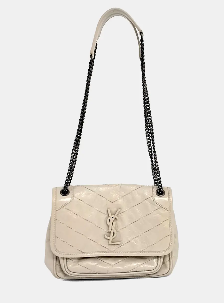 Saint Laurent Paris Beige Leather Nikki Baby Chain Shoulder Bag