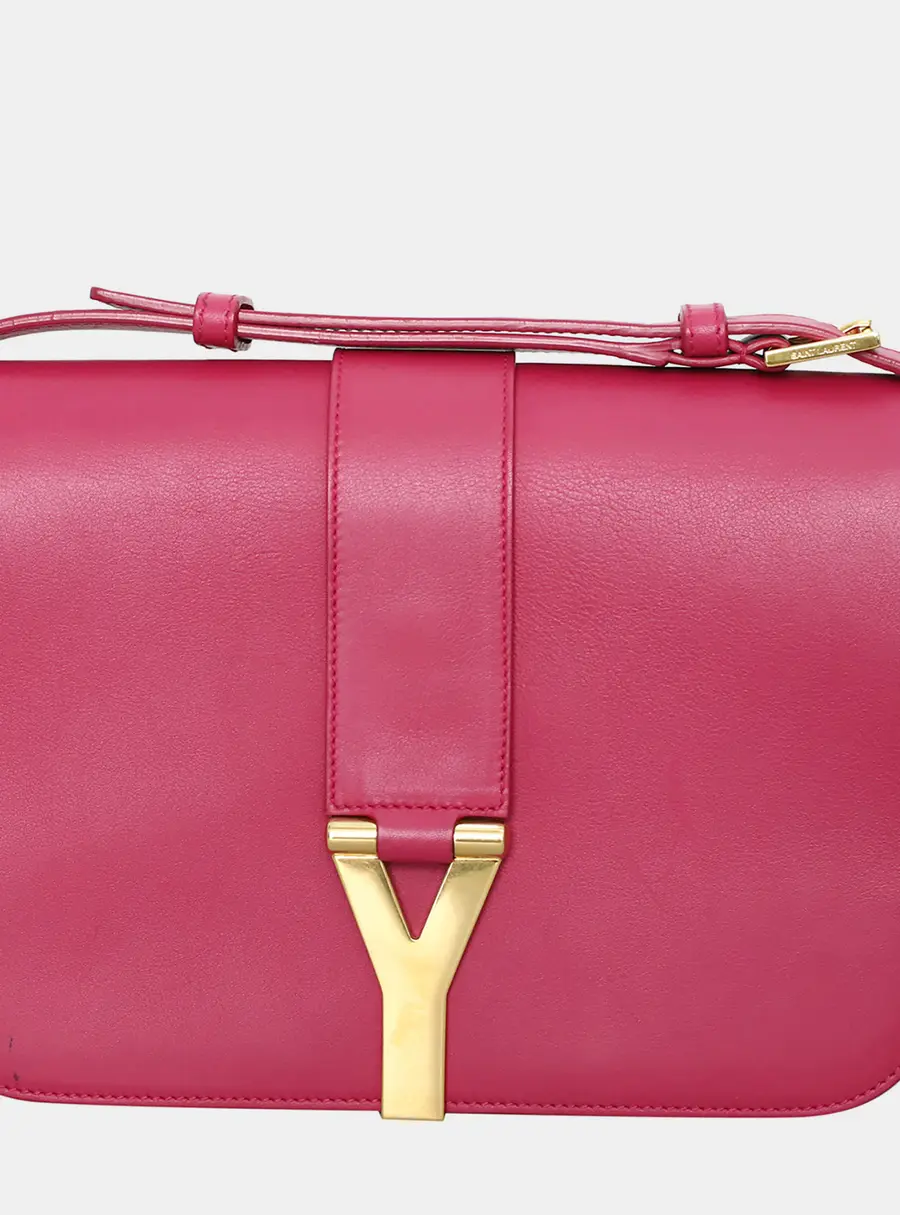 Saint Laurent Y Ligne Medium Pink Leather Shoulder Bag